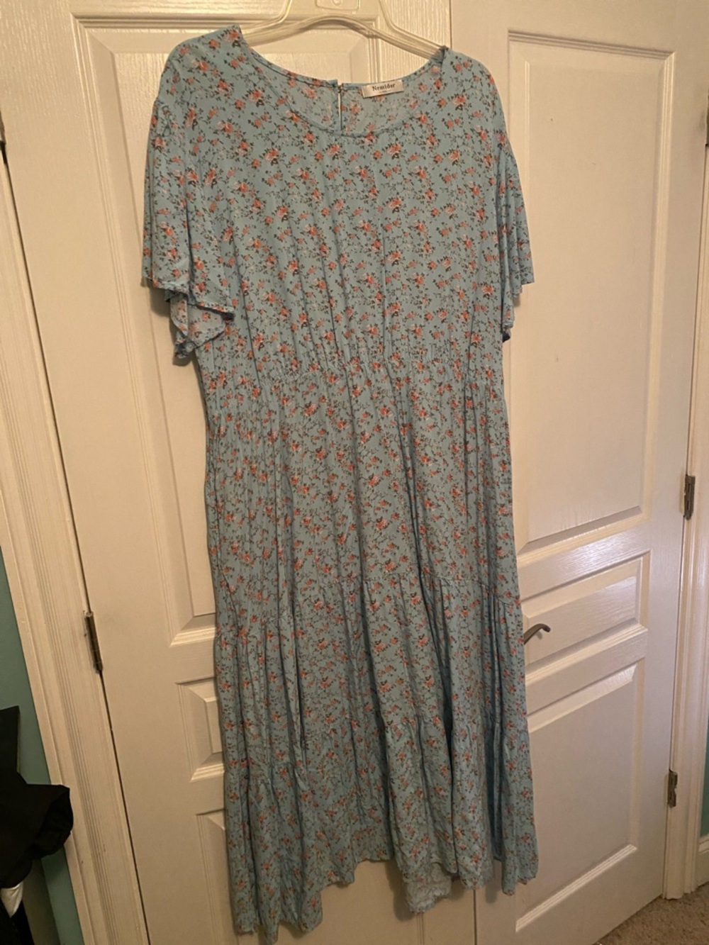 SHEIN Light Blue Floral Midi Dress